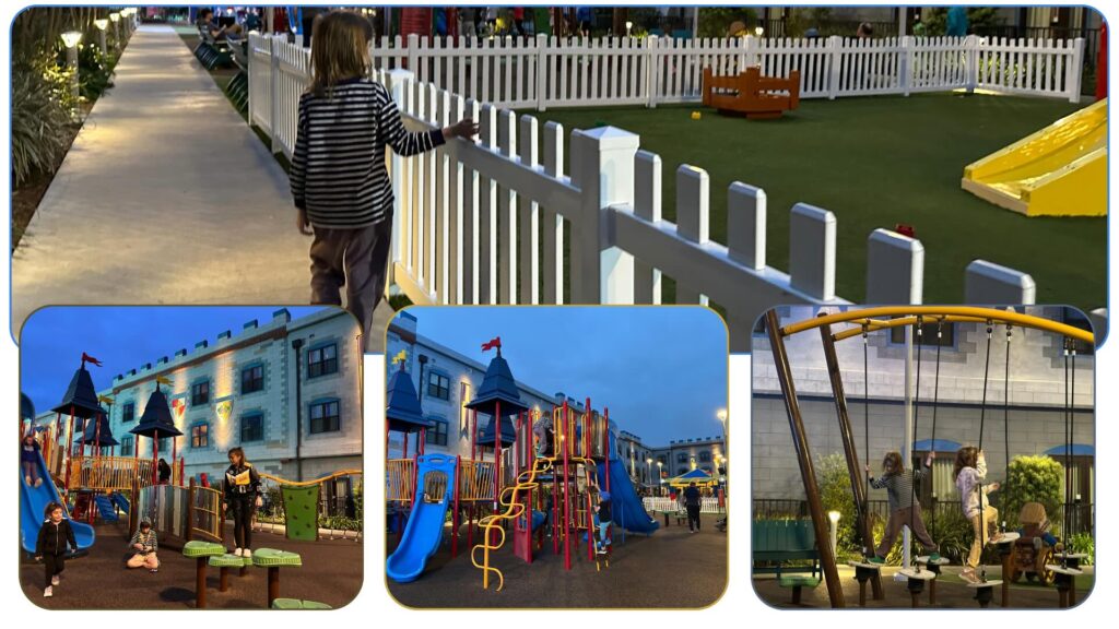 Legoland California Castle Hotel Outdoor Playground Play Area with Slides, Climbing Structures and Obstacle Course Fun