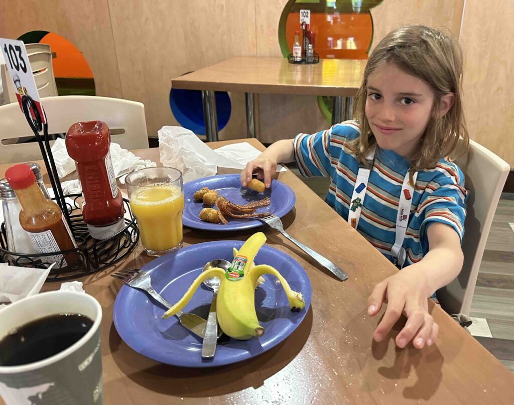 Buffet breakfast at Legoland California Hotel's Bricks Family Restaurant