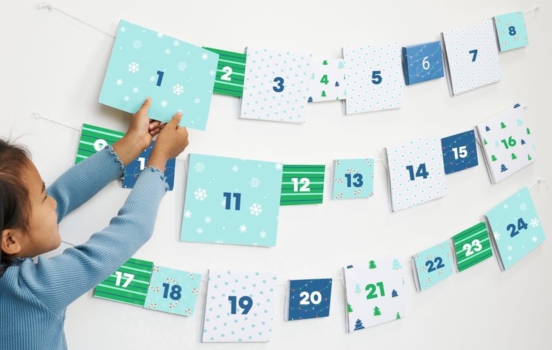Kiwico advent calendars 12 or 24 day count down with envelopes with daily puzzles and crafts
