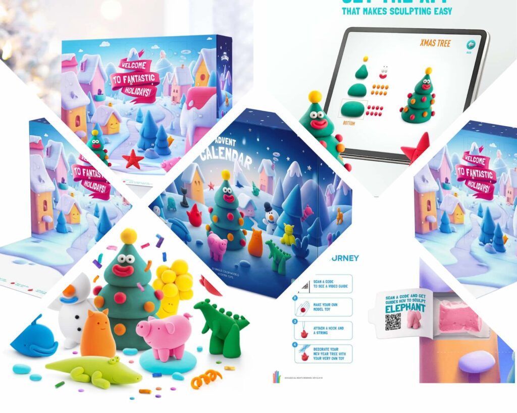 Hey Clay Fast Drying Air Dry Foam Clay Non Toxic for Kids Count Down To Xmas Advent Calendar