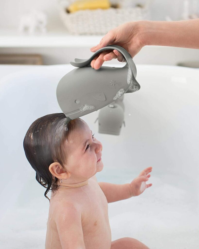 Skip Hop Baby Bath Rinse Cup, Whale Moby Tear-free Waterfall Rinser, Grey Blue