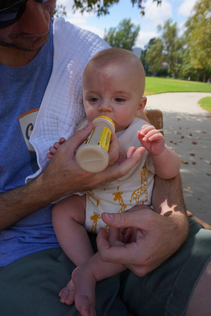 Feeding baby al fresco made easy with ready to drink liquid formula from enfamil no water needed no refrigeration or ice pack needed just drink and go