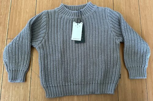 Huxbaby Chunky Knit Sweater Jumper Grey Kids Size 5