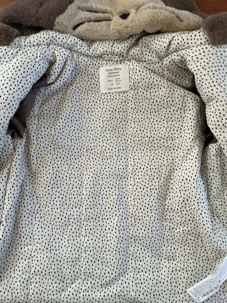 Zara Faux Fur Toddler Coat with Cotton Polka Dot Lining