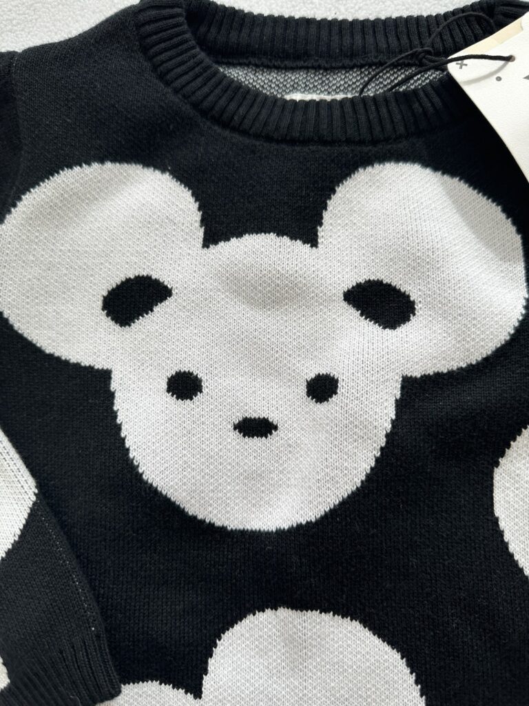 Toddler Black & White Huxbaby Hux Mouse All Over Print Organic Cotton Knitwear Knit Sweater size 4 4T