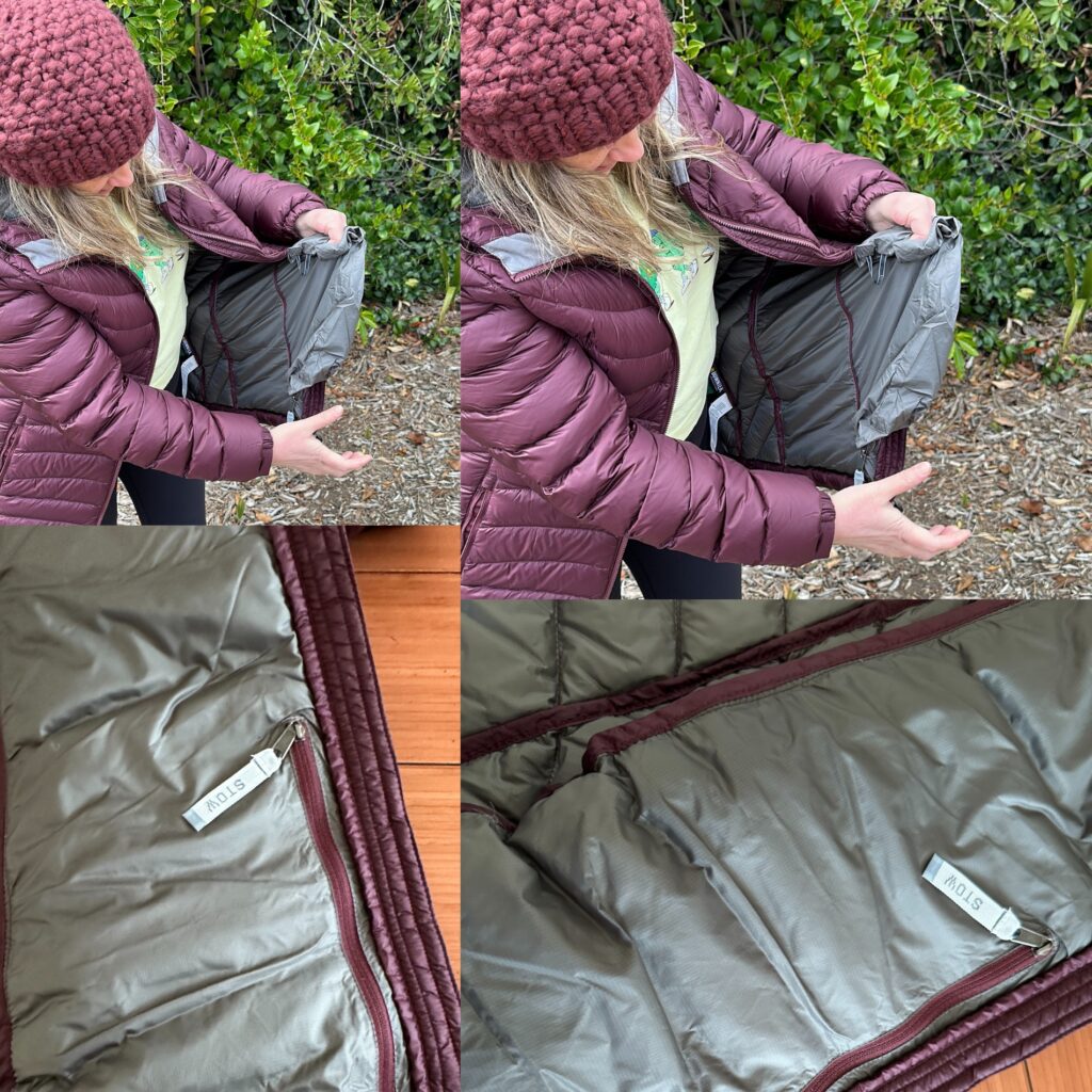Best Petite Lightweight Down Puffer Review with Photos, Try On and Videos.  LL Bean Stowaway Pocket Jacket Coat self storage jacket system