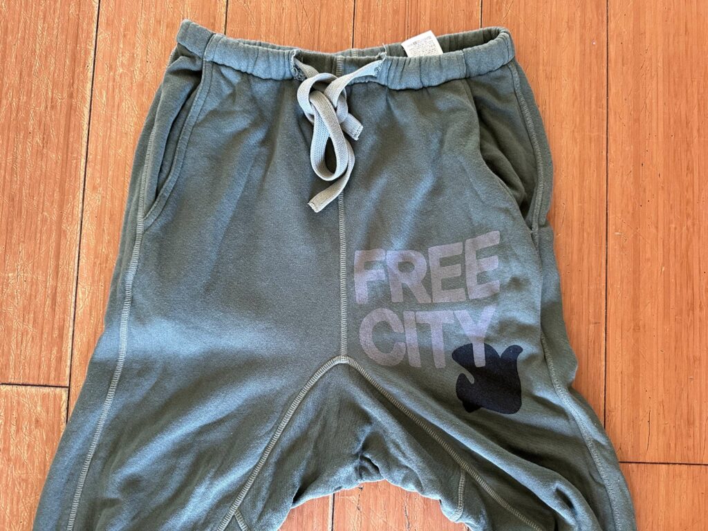 Free City Superfluff Lux Pocket Fluffy Lounge Pants Joggers with High Rise Drop Crotch Style and Exposed Seams