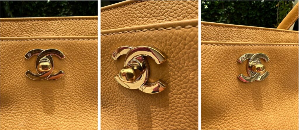 Vintage Chanel Executive Cerf Tote Bag with Deep Yellow Gold Double CC Interlock Hardware Closure