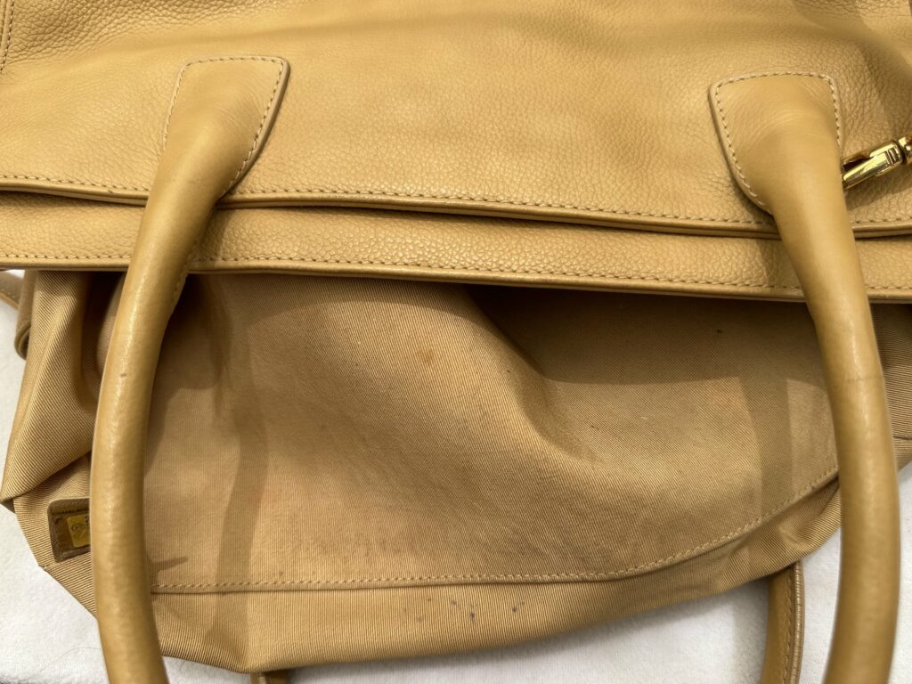 Photo of 2006 Vintage Chanel Cerf Tote Shoulder Bag with Long Crossbody Removable Strap interior Lining Removed to show Details