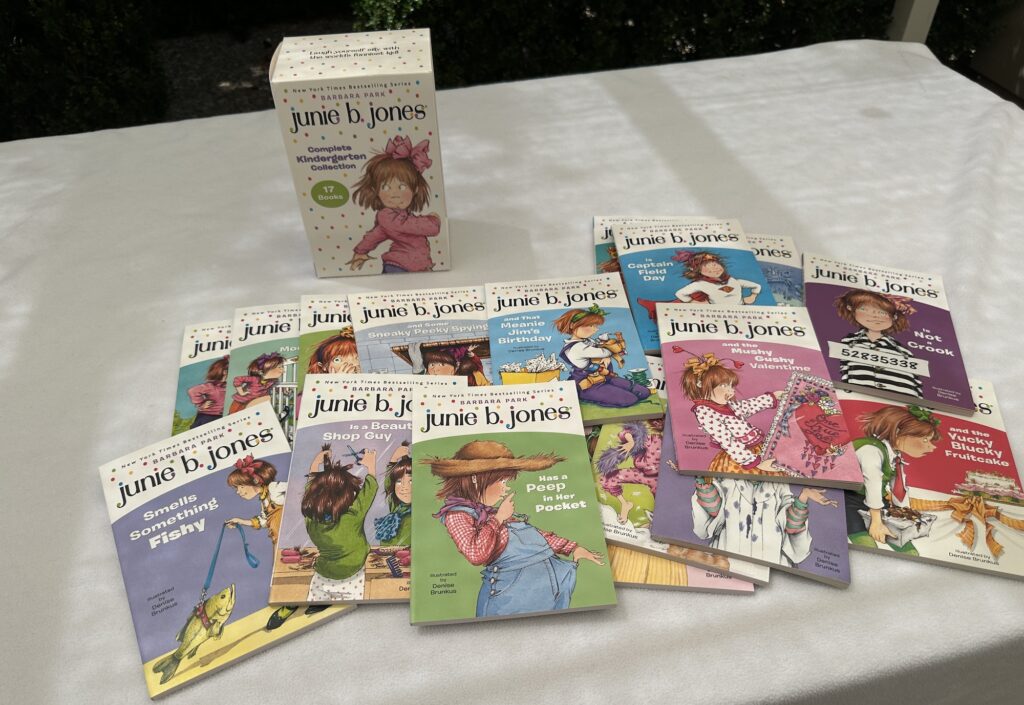 Junie B. Jones Kindergarten Box Set of Books 1-17 dealing with kindergartener issues and milestones.
