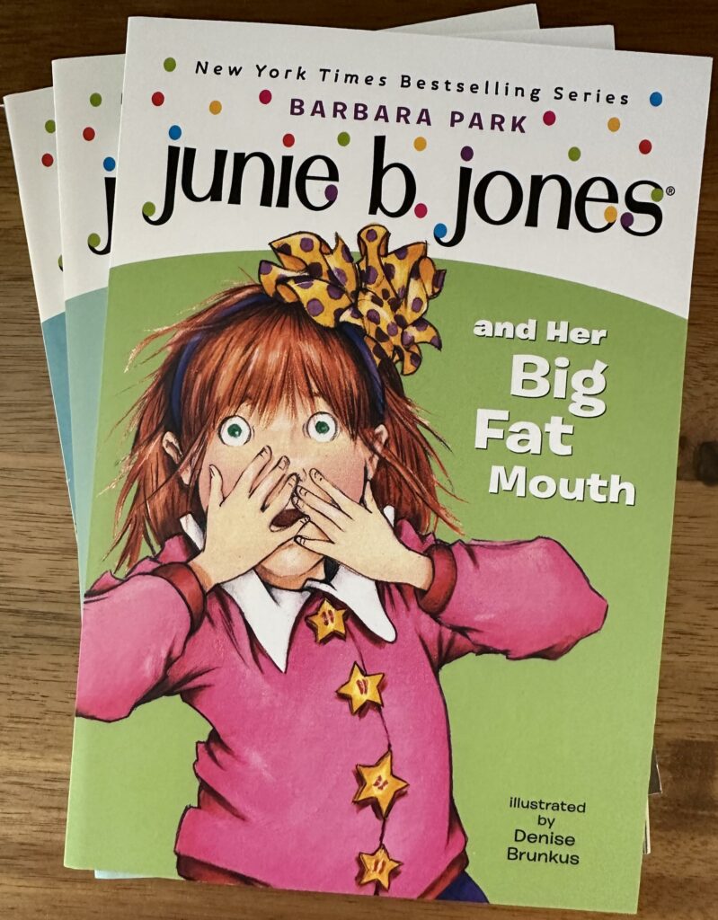 Junie B. Jones Book #3 in the Kindergarten Year Complete Box Set is Junie B. Jones and Her Big Fat Mouth Uh oh!