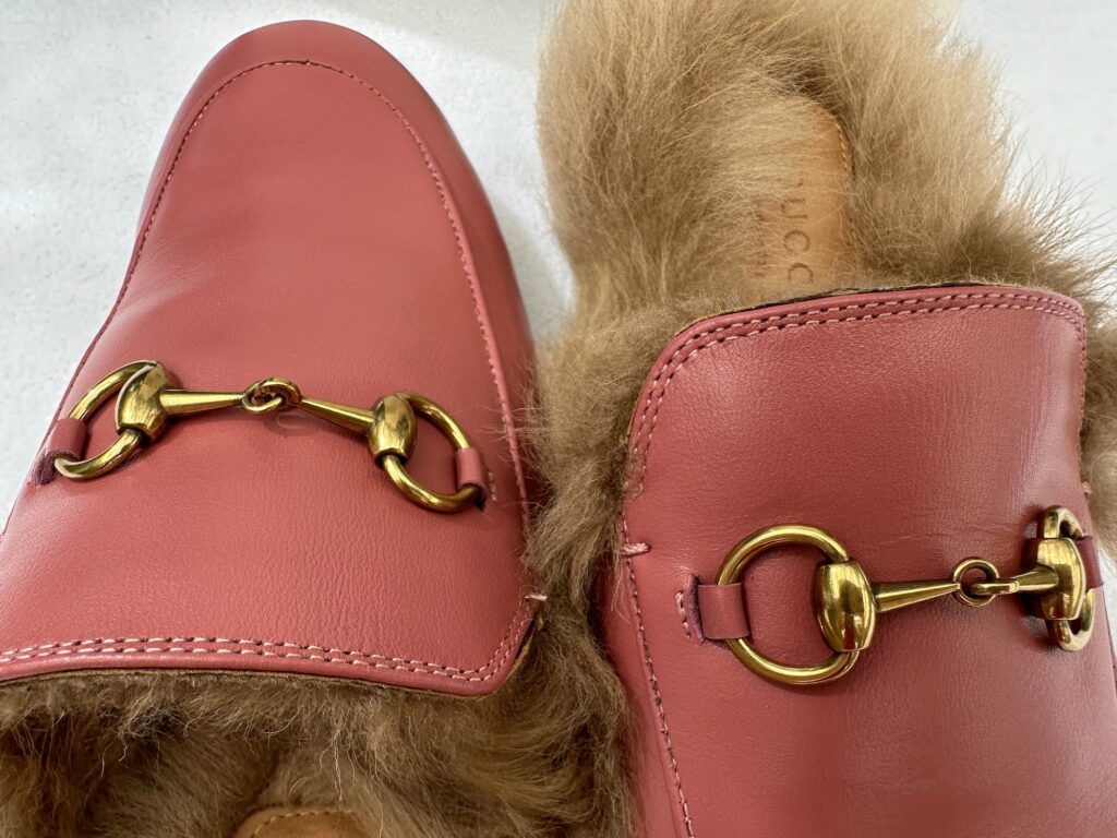 Gucci Princetown Horsebit Fur Slipper Mule in Pink Full Review with Details Photos and Videos on MalibuKarina.com