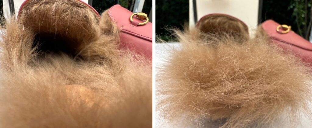 Gucci FUR Shearling Sherpa Detail Close Up on the Slipper Mule Slide Very fuzzy and warm!