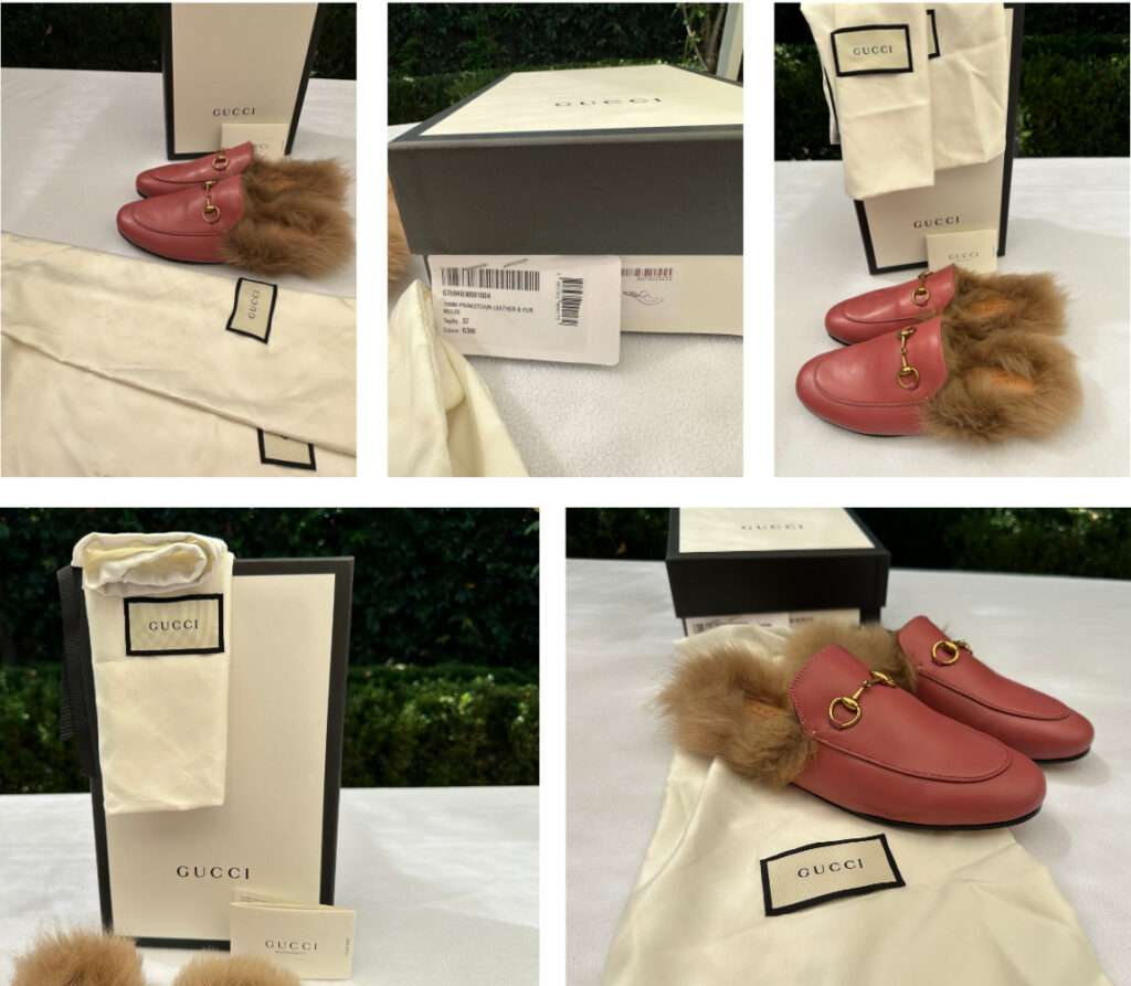 GUCCI Luxury Princetown Slippers Mules Loafers with Fur Luxe Shoes Shoebox Dustbags Care Booklet Details of what Packaging to Expect from GUCCI