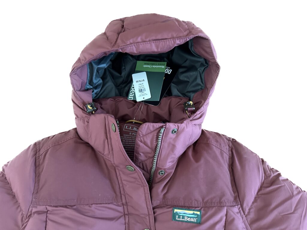 L.L. Bean Women's Mountain Classic Down Parka Insulated Hood with High Collar Zipper and Snap Button Closure with Bungee Cord To Keep the Hood Secure and Snug these come in Petite / Petites / Short Sizes