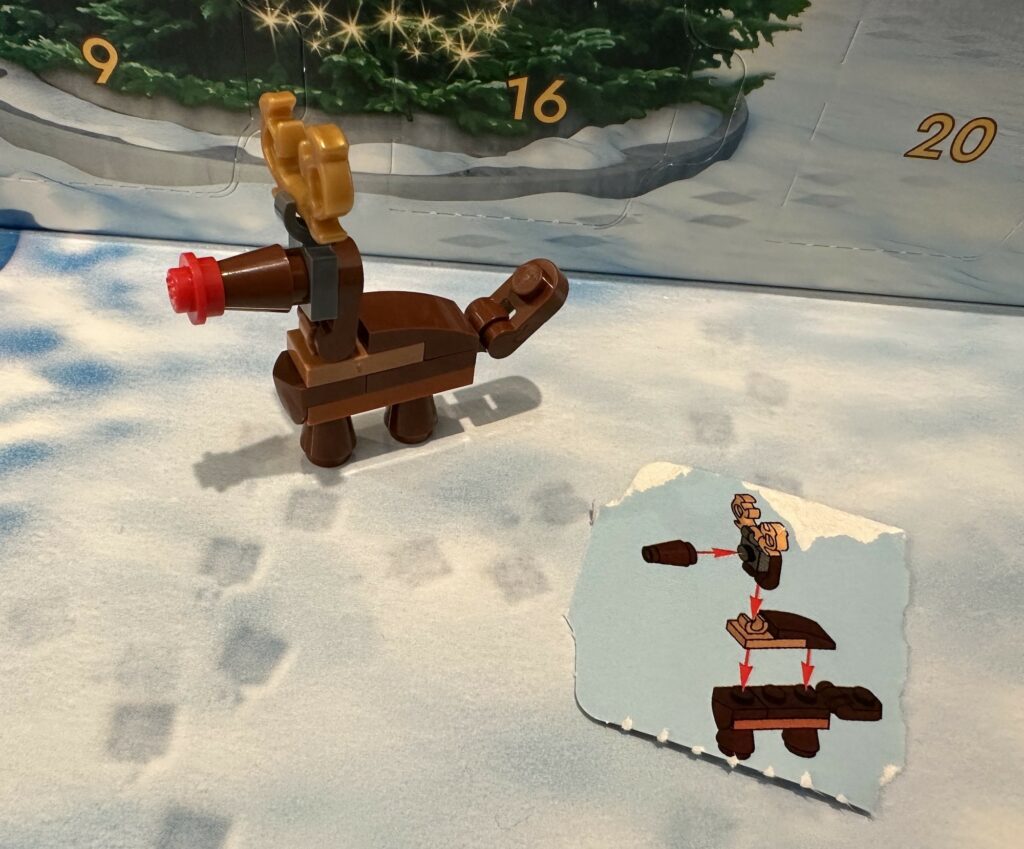 Day 3 reindeer lego advent calendar just add a red nose to make Rudolph