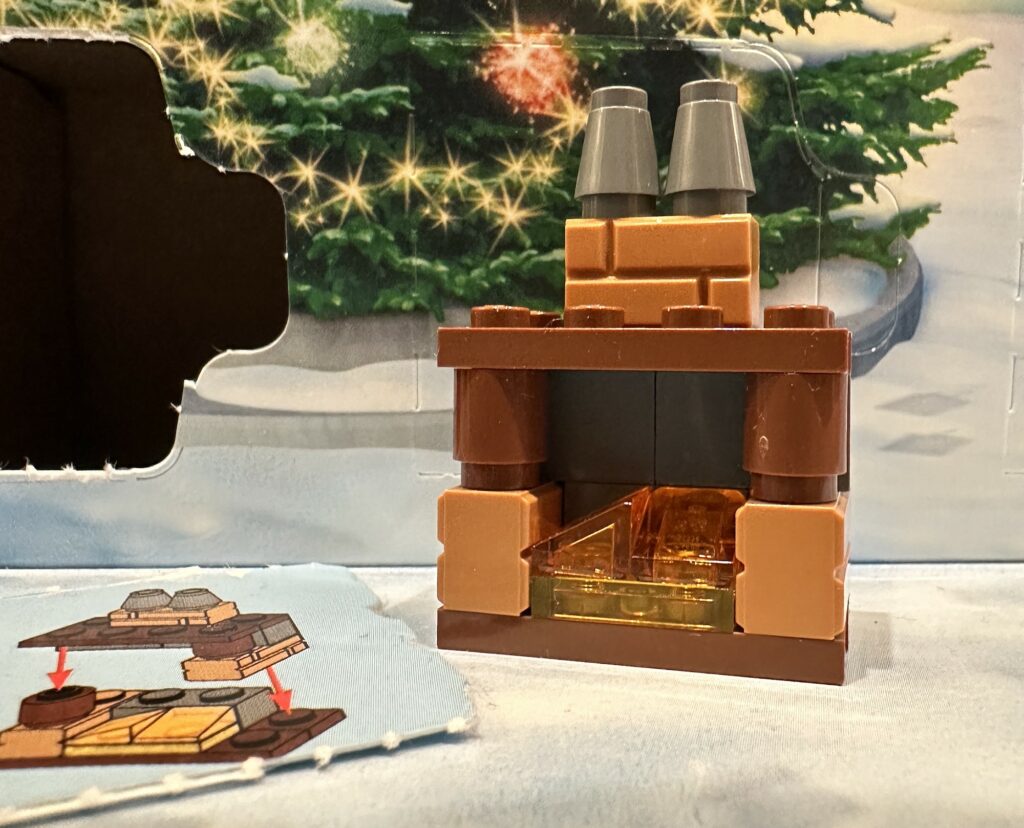 Day 10 Brick Fireplace with Transparent LEGO Logs CITY Yule Time Log Advent Calendar