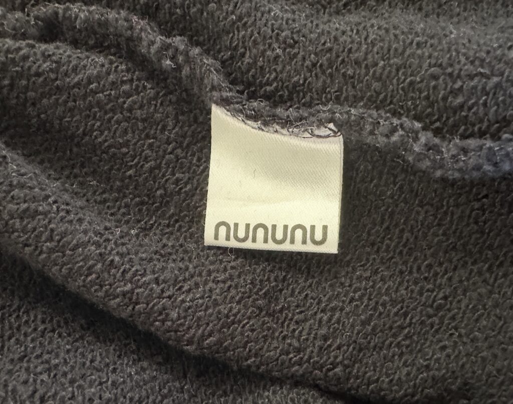 Nununu tag inside the garment