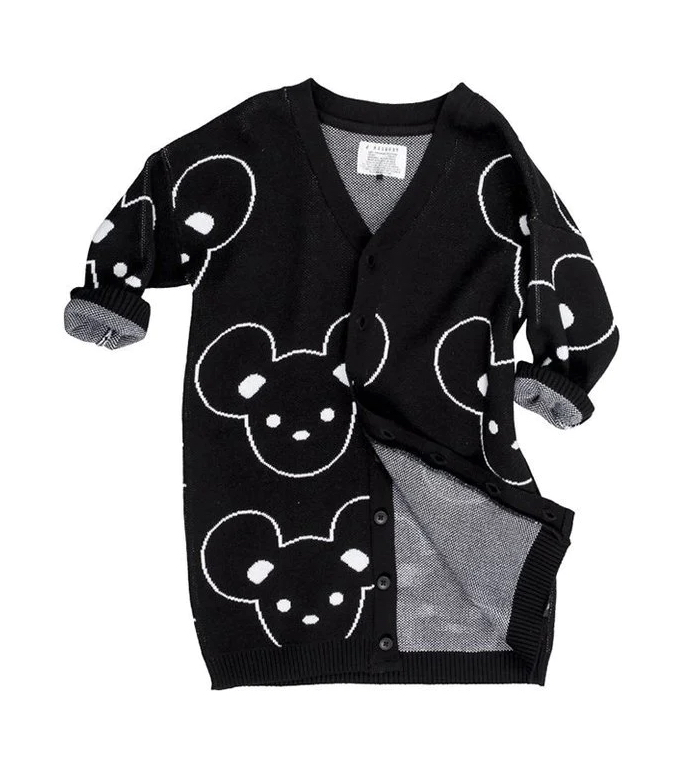 Huxbaby Mickey Mouse Inspired Knit Cardigan Shacket Interior Shot of the light color inside