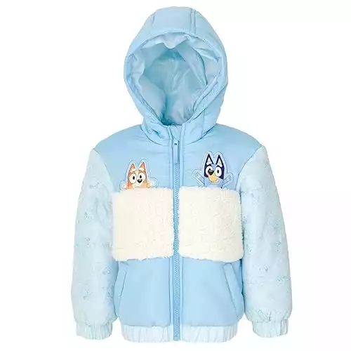 Bluey Girls Zip Up Puffer Jacket Toddler to Little Kid Sizes (2T - 7-8) 5 Blue
