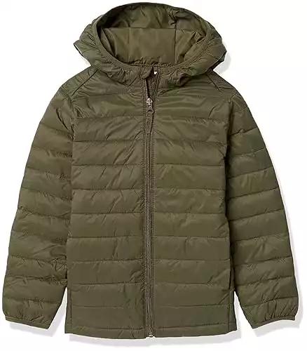 Amazon Essentials Boys and Toddlers' Lightweight Water-Resistant Packable Hooded Puffer Coat X-Small Dark Olive