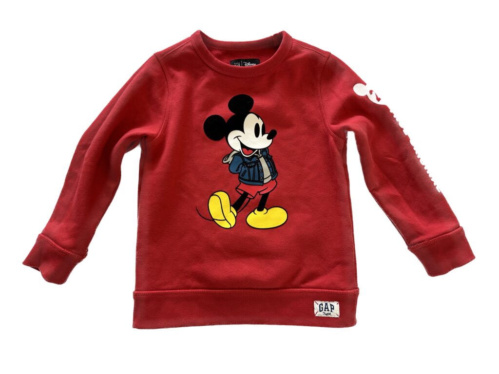 For Sale in a size 5 Little Kid 5T Toddler Mickey Mouse Limited Edition Baby GAP Red Sweatshirt with the True Original Disney Character