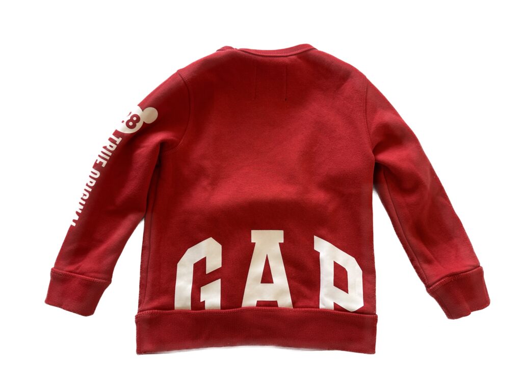 GAP Logo sweatshirt at the back in red Mickey Mouse in Denim Jacket at the front
