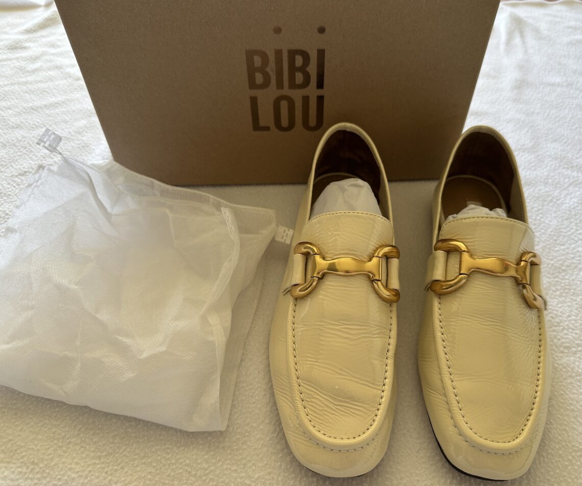 BIBI LOU ZAGREB PATENT LEATHER LOAFERS size 37 in cream purchase at Anthropologie
