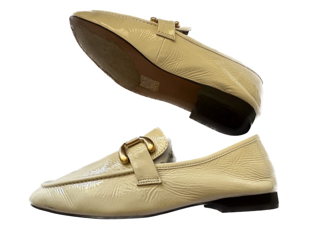 Side view of the Bibi Lou Zagreb Patent Leather Loafers for Women in Cream Off White