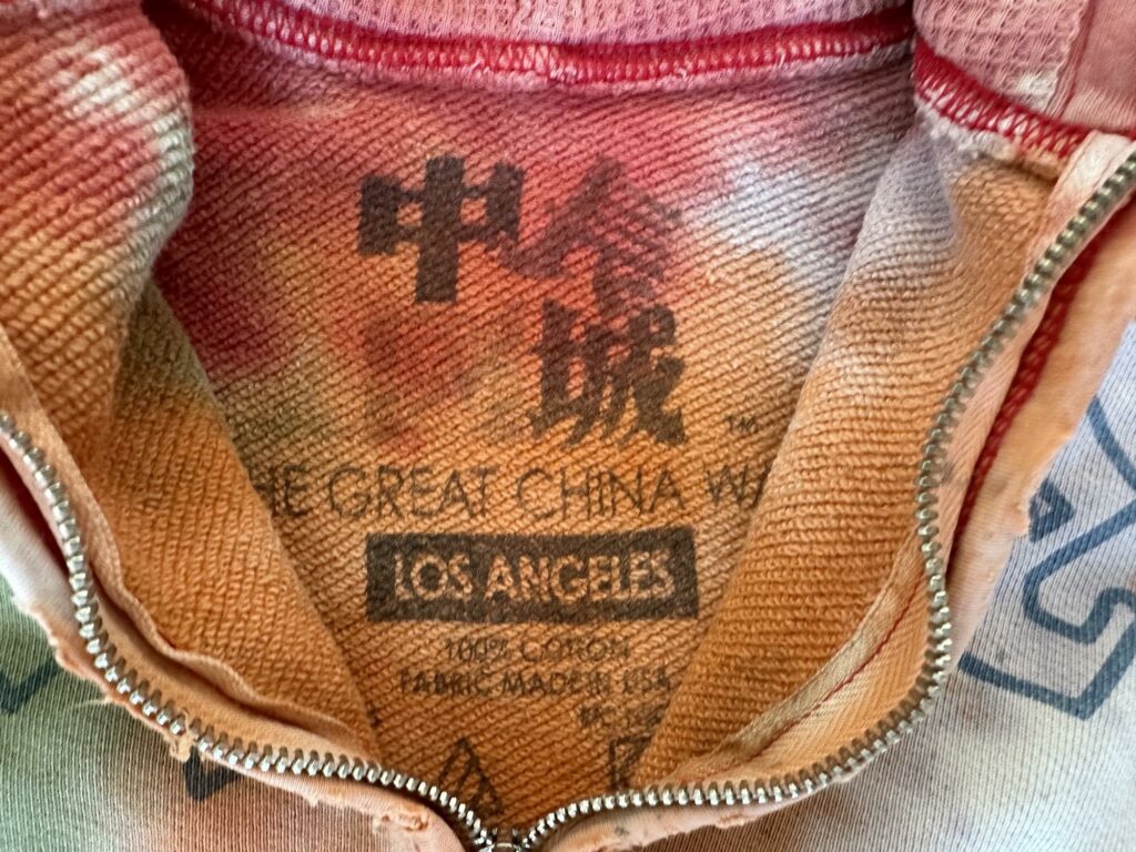 Great China Wall Kids Tie Dye RARE Vintage Hoodie Made in Los Angeles California USA Printed Size Tag