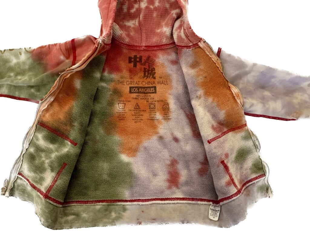 french terry tie dye hoodie interior