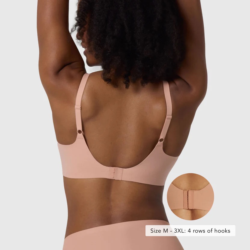 Evelyn & Bobbie Beyond Bra in Himalayan Salt Back Hook and Eye Closure for size Medium M to 3XL have 4 ROWS of Hooks Smaller sizes have 3 rows of Hooks